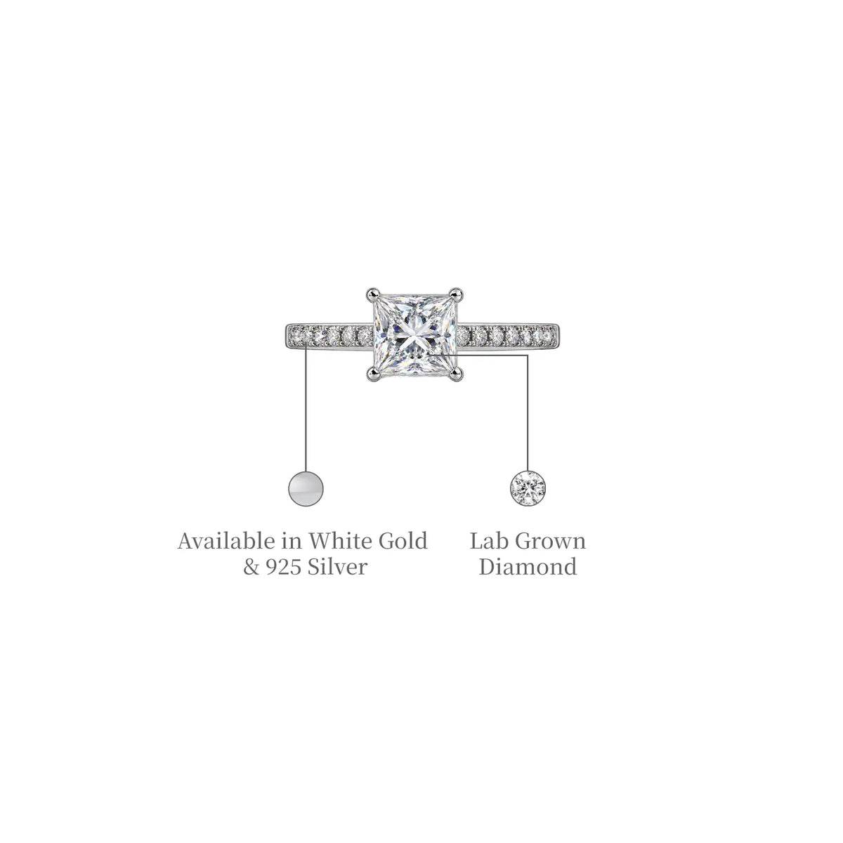 Unique 3 Ct Princess Cut Diamond Pave Ring
