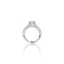 Sparkling front view of 0.75 Ct cushion cut pave band ring, lab grown diamond engagement ring