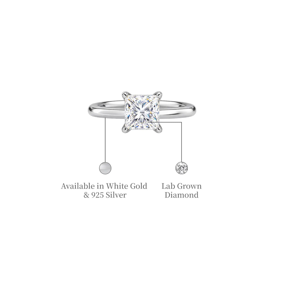 Trendy 1 Ct Princess Cut Diamond Solitaire Ring