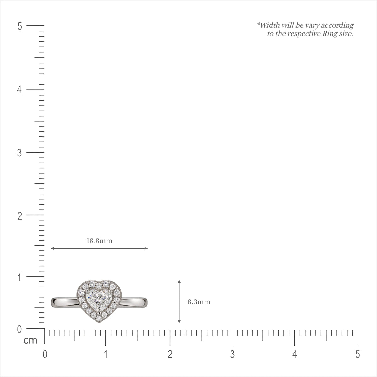 SI of 0.5 Ct Heart Cut Diamond Halo Ring