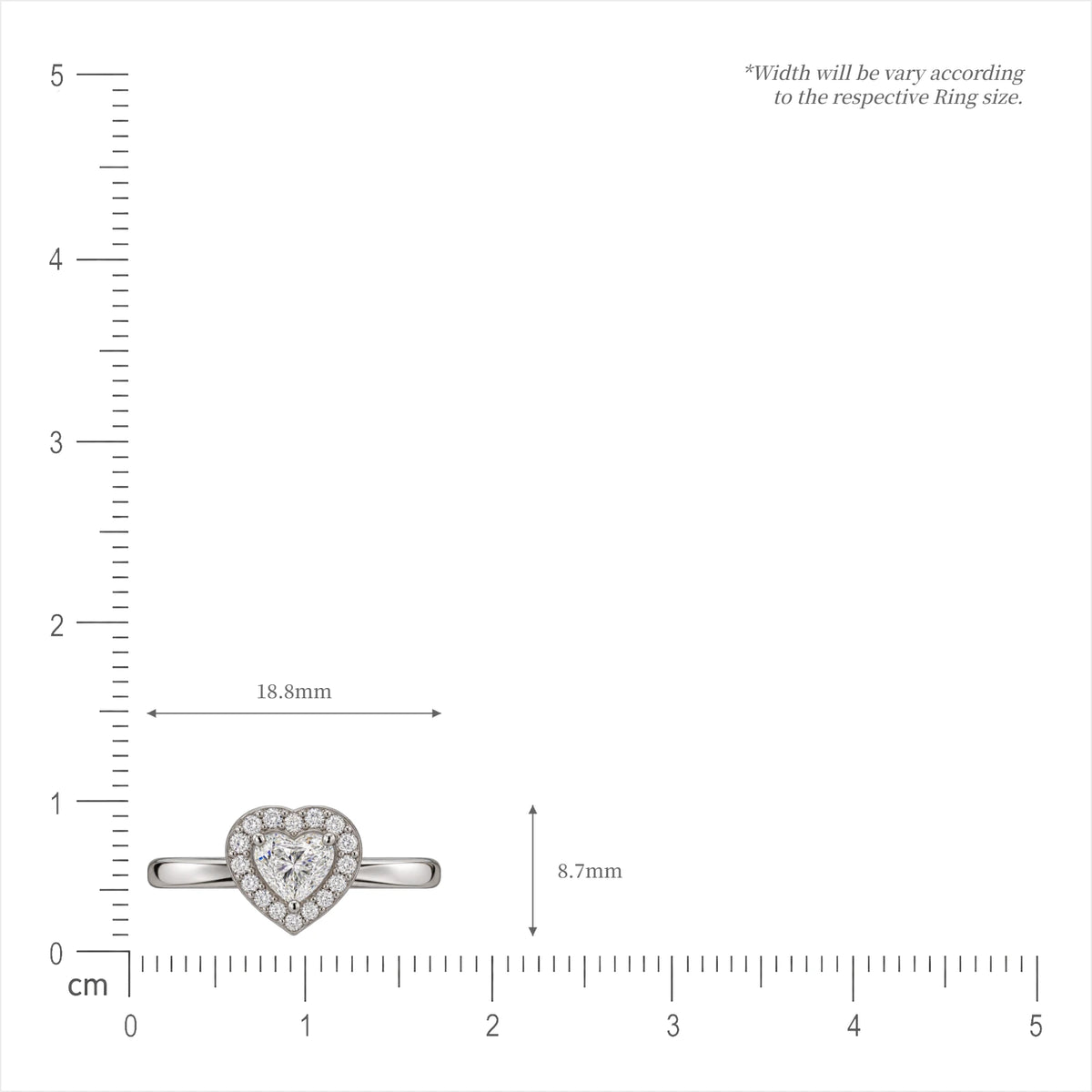 SI of 0.75 Ct Heart Cut Diamond Halo Ring
