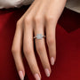 Model Wearing Mesmerizing 3 Ct Princess Cut Diamond Halo Ring