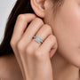 Model Wearing Premium 3 Ct Princess Cut Diamond Halo Ring by Fortune Jewellery