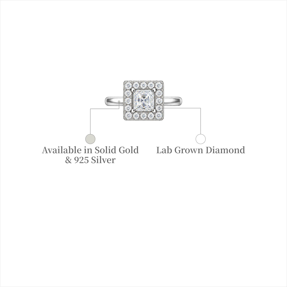DI of 3 Ct Princess Cut Diamond Halo Ring