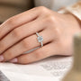 Model Wearing a Luxurious Cushion Cut Diamond Pavé Ring