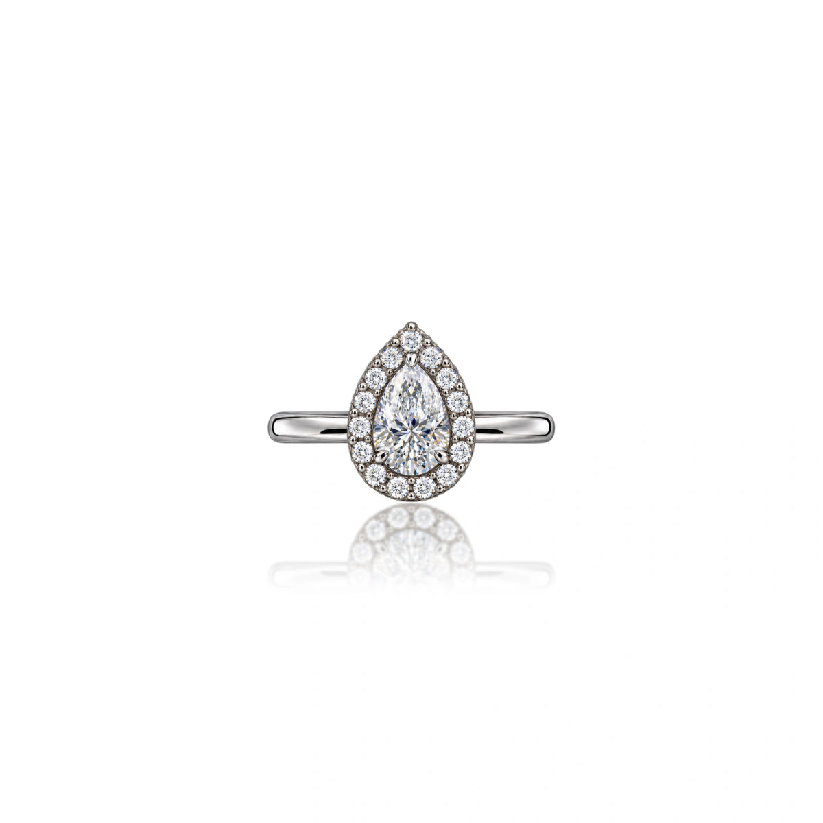 0.75 Ct Pear Cut Diamond Halo Ring