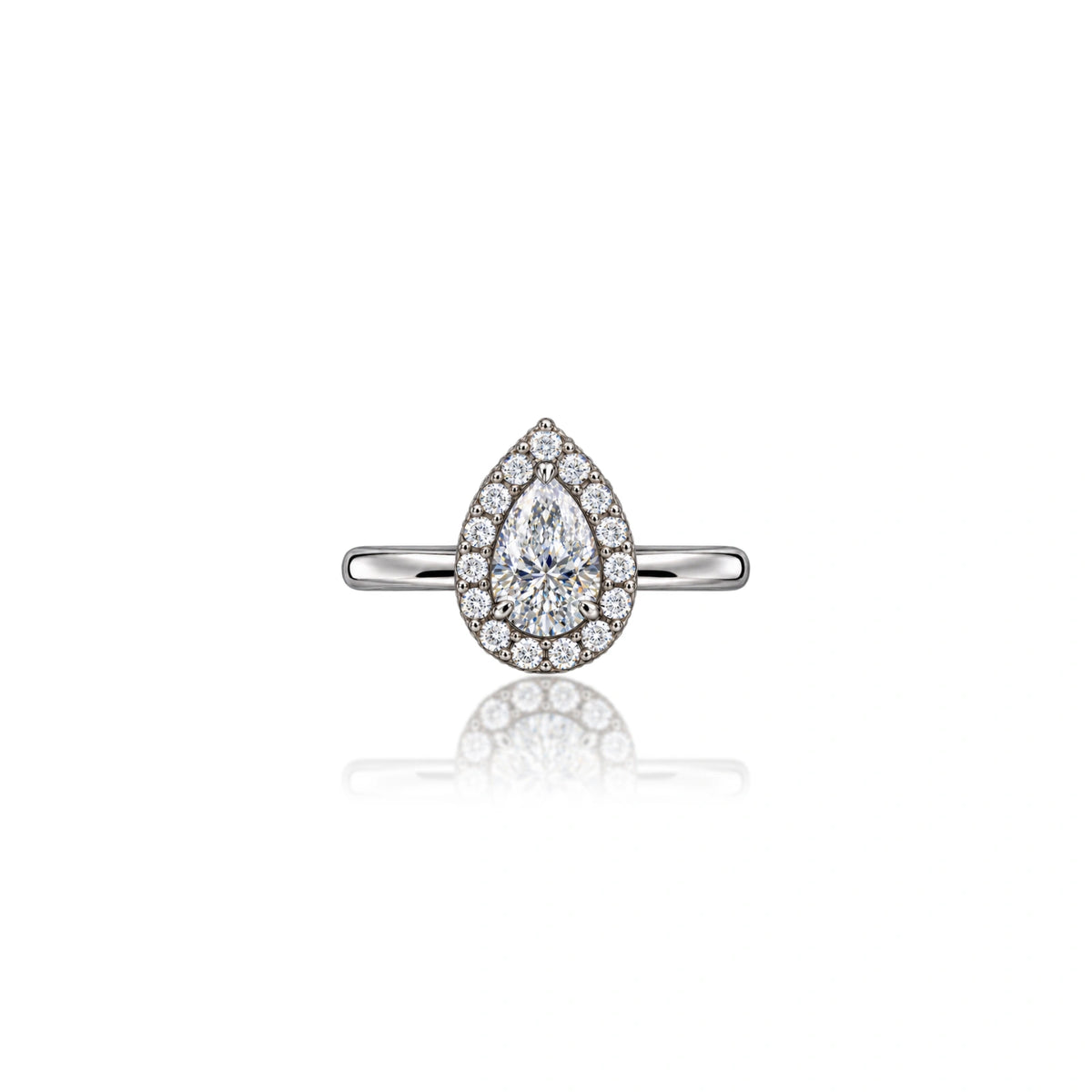 1 Ct Pear Cut Diamond Halo Ring
