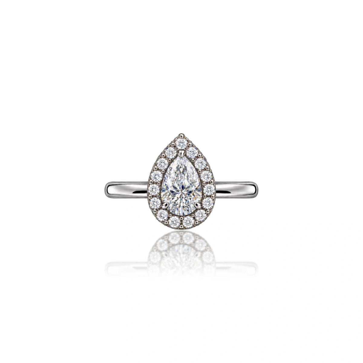 2 Ct Pear Cut Diamond Halo Ring