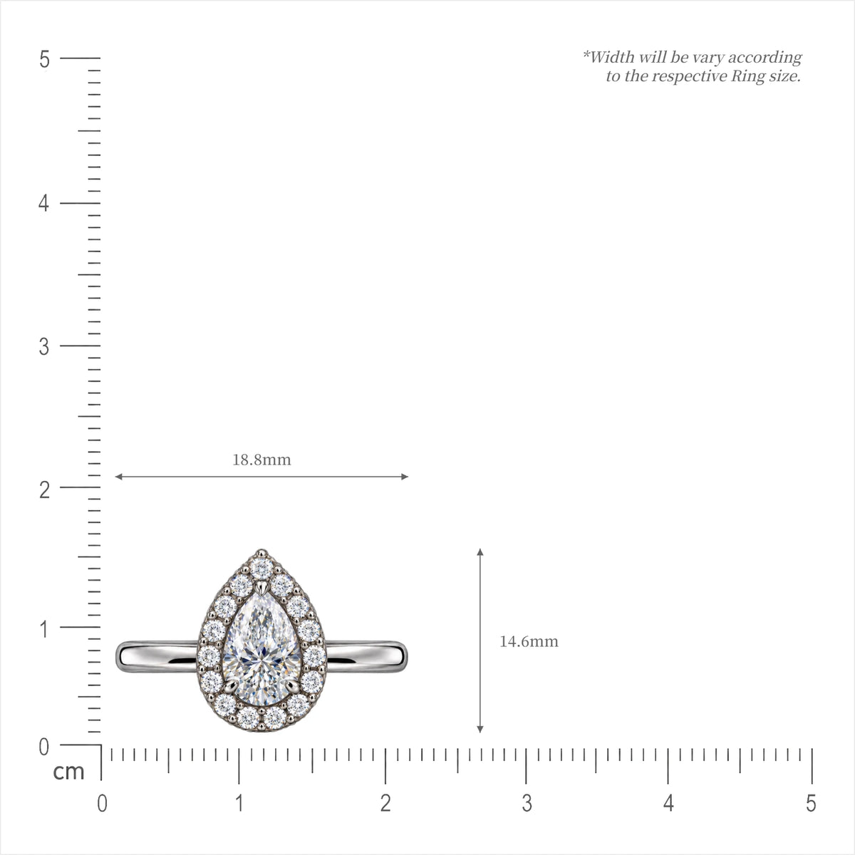 2 Ct Pear Cut Diamond Halo Ring