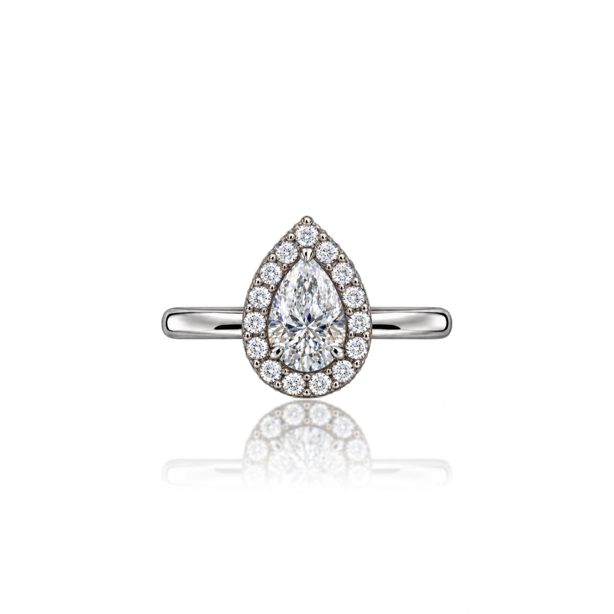3 Ct Pear Cut Diamond Halo Ring