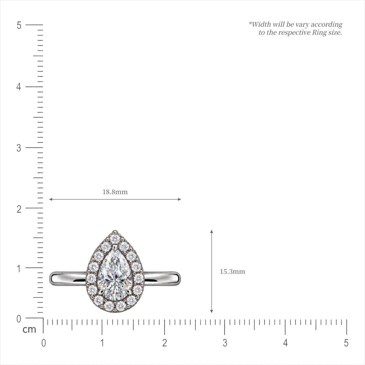 3 Ct Pear Cut Diamond Halo Ring