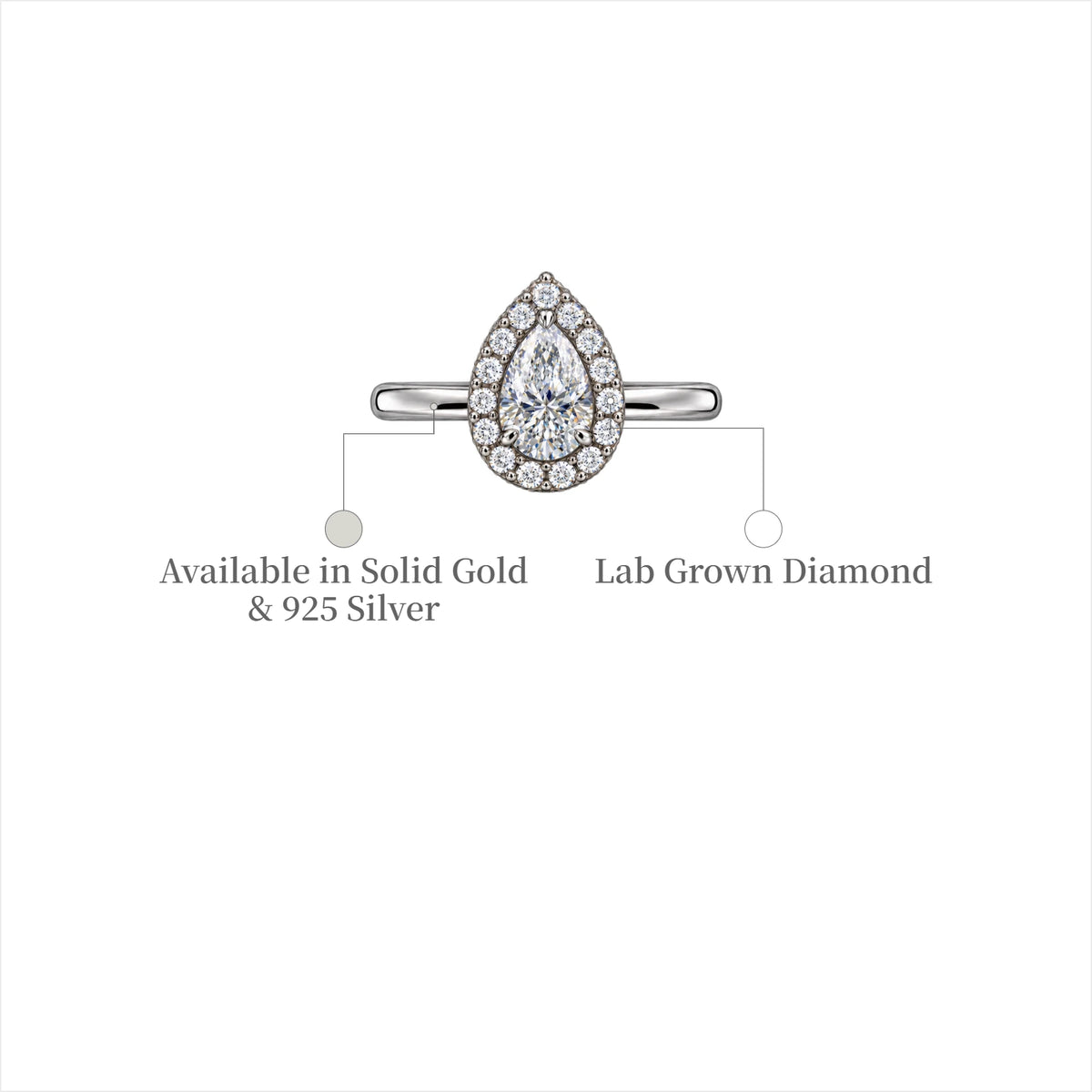 3 Ct Pear Cut Diamond Halo Ring
