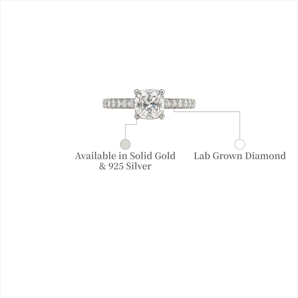 DI of 1 Ct Cushion Cut Lab Grown Diamond Rings