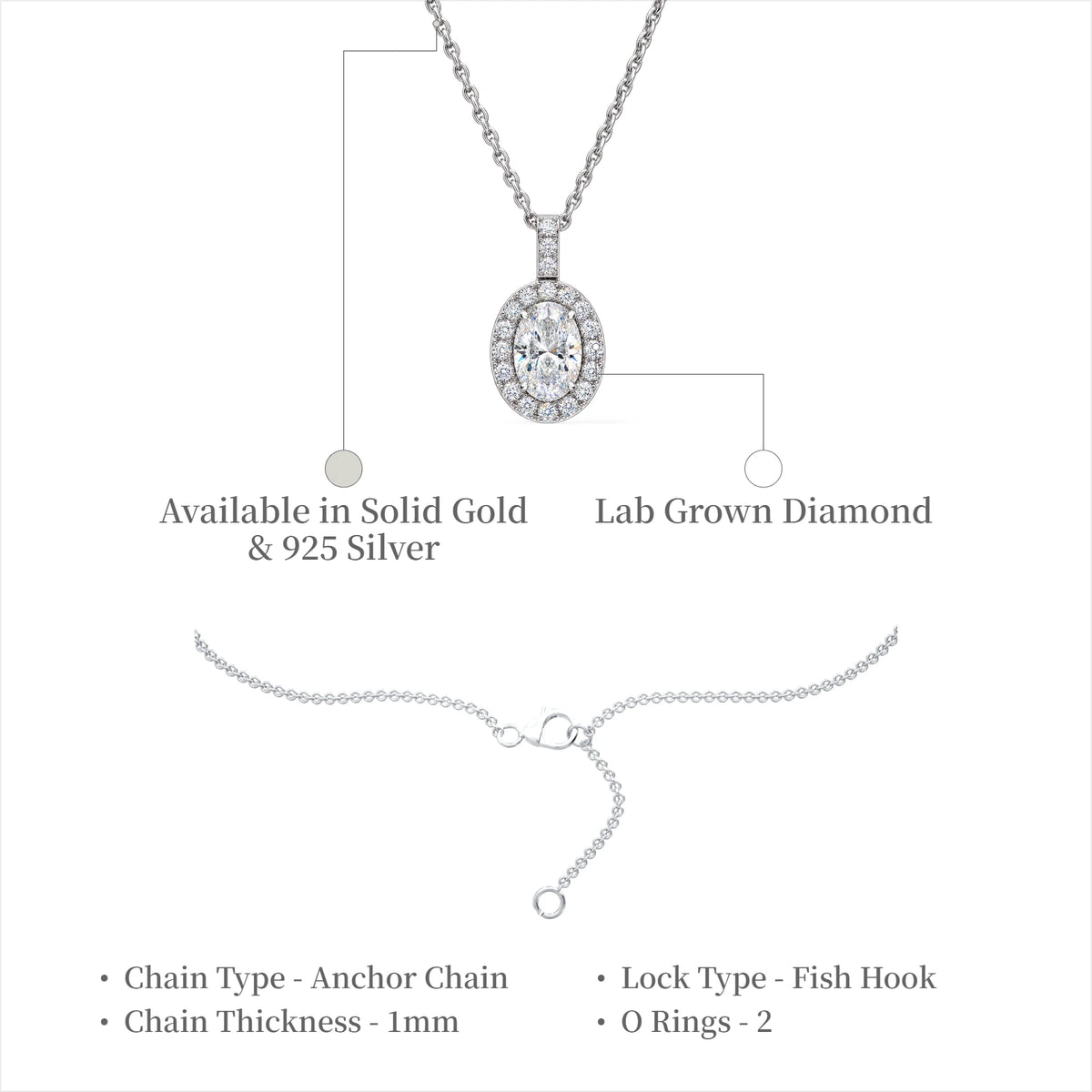 Classy 1 Ct Oval Diamond Halo Pendant by Fortune Jewellery 