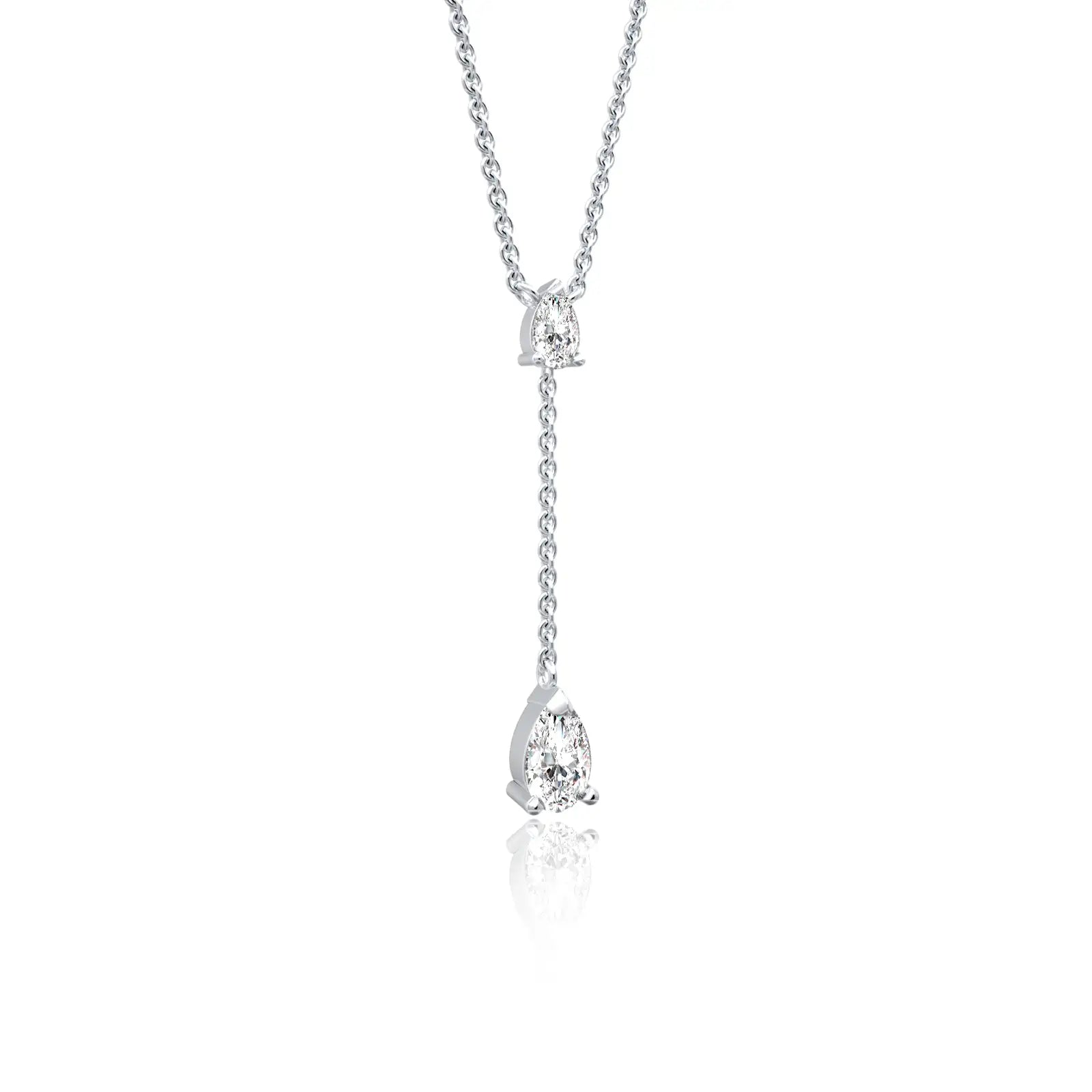 Twin pear drop diamond necklace for office wear