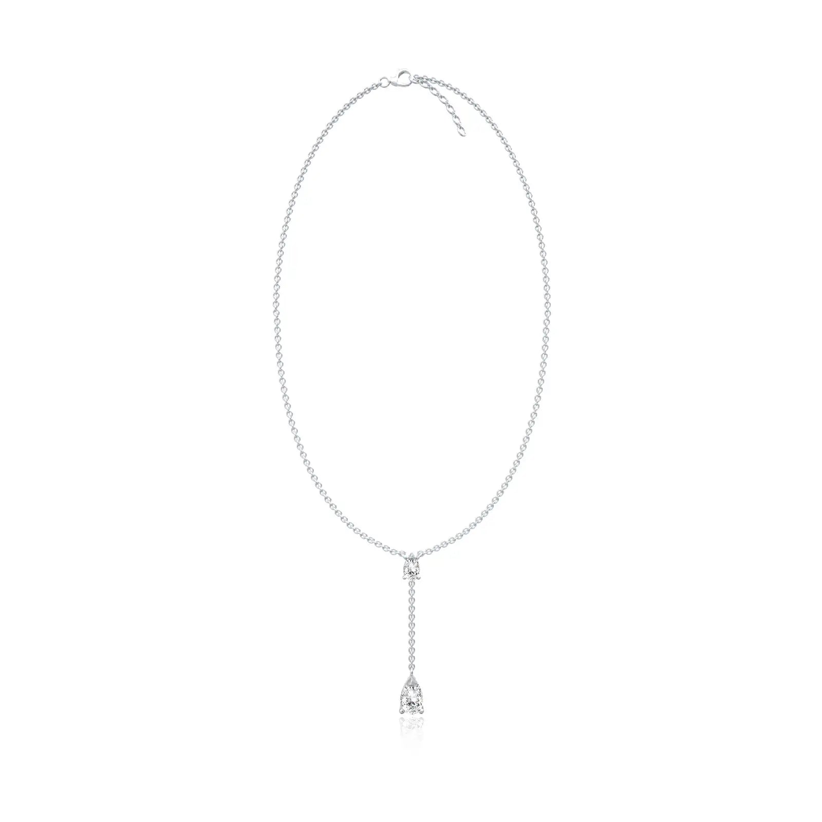 Twin pear drop diamond necklace for pretty girls