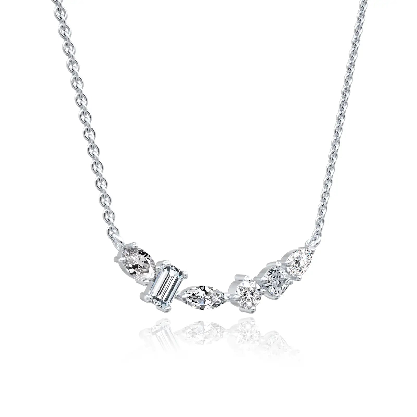 Multi-cut diamond curved bar necklace for office wear
