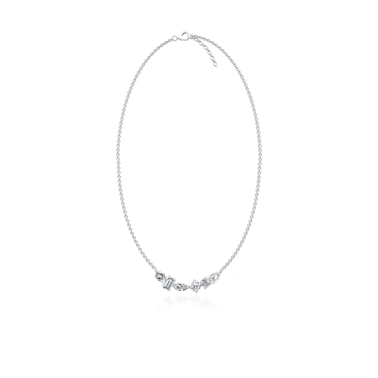 Multi-cut diamond curved bar necklace for pretty girls
