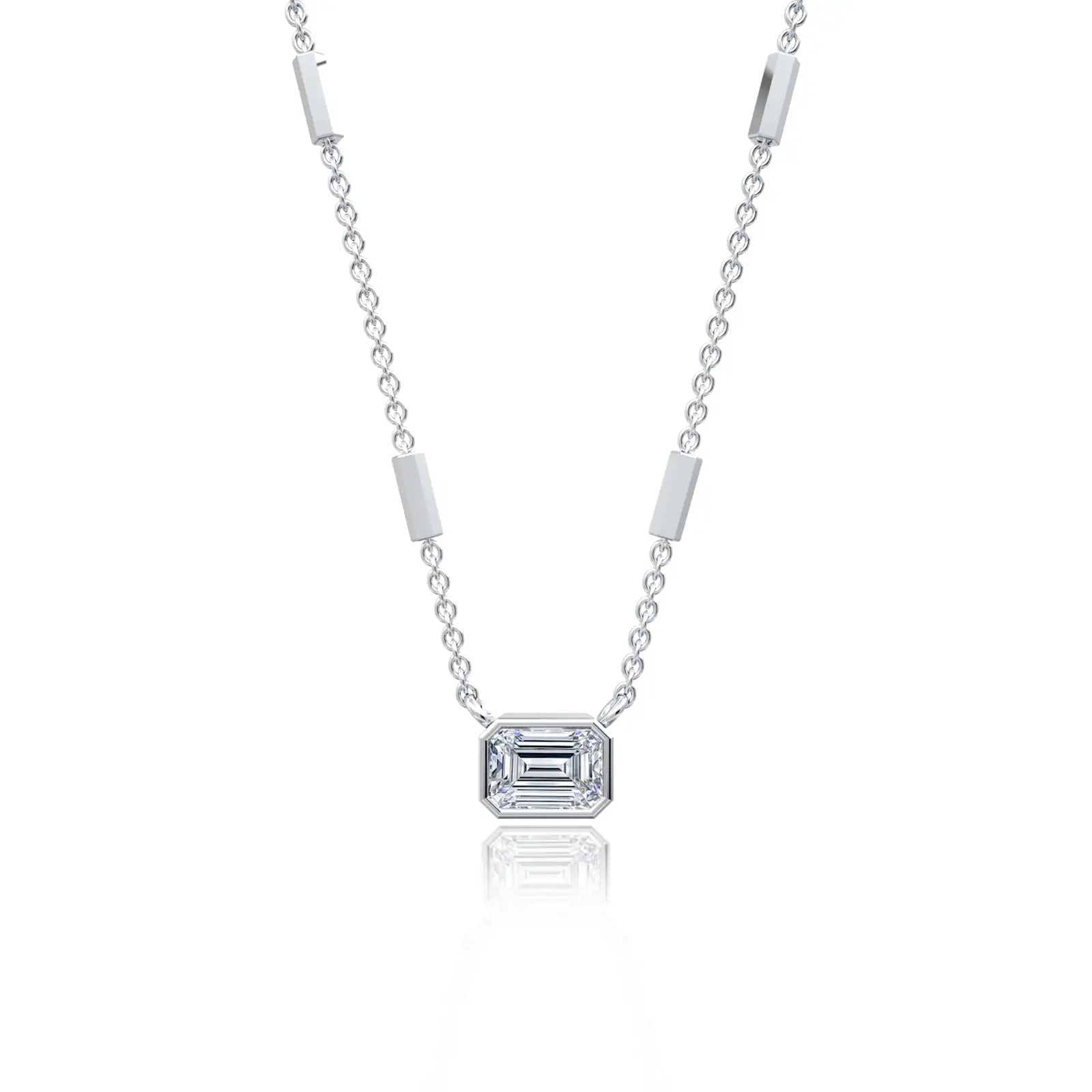 Emerald diamond trendy station necklace 