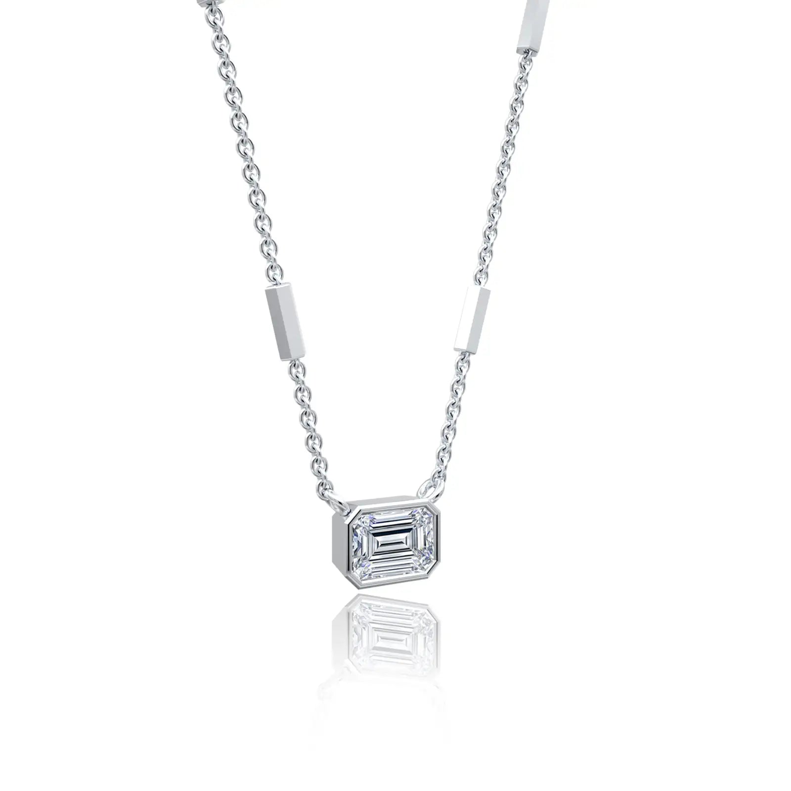 Emerald diamond station necklace for girl