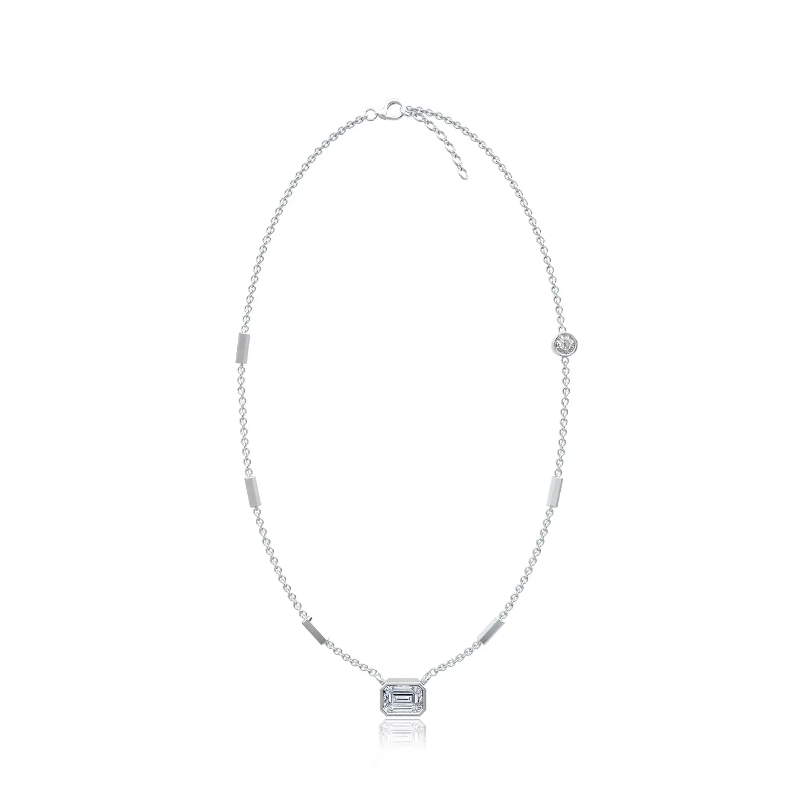 Emerald diamond station necklace for office wear