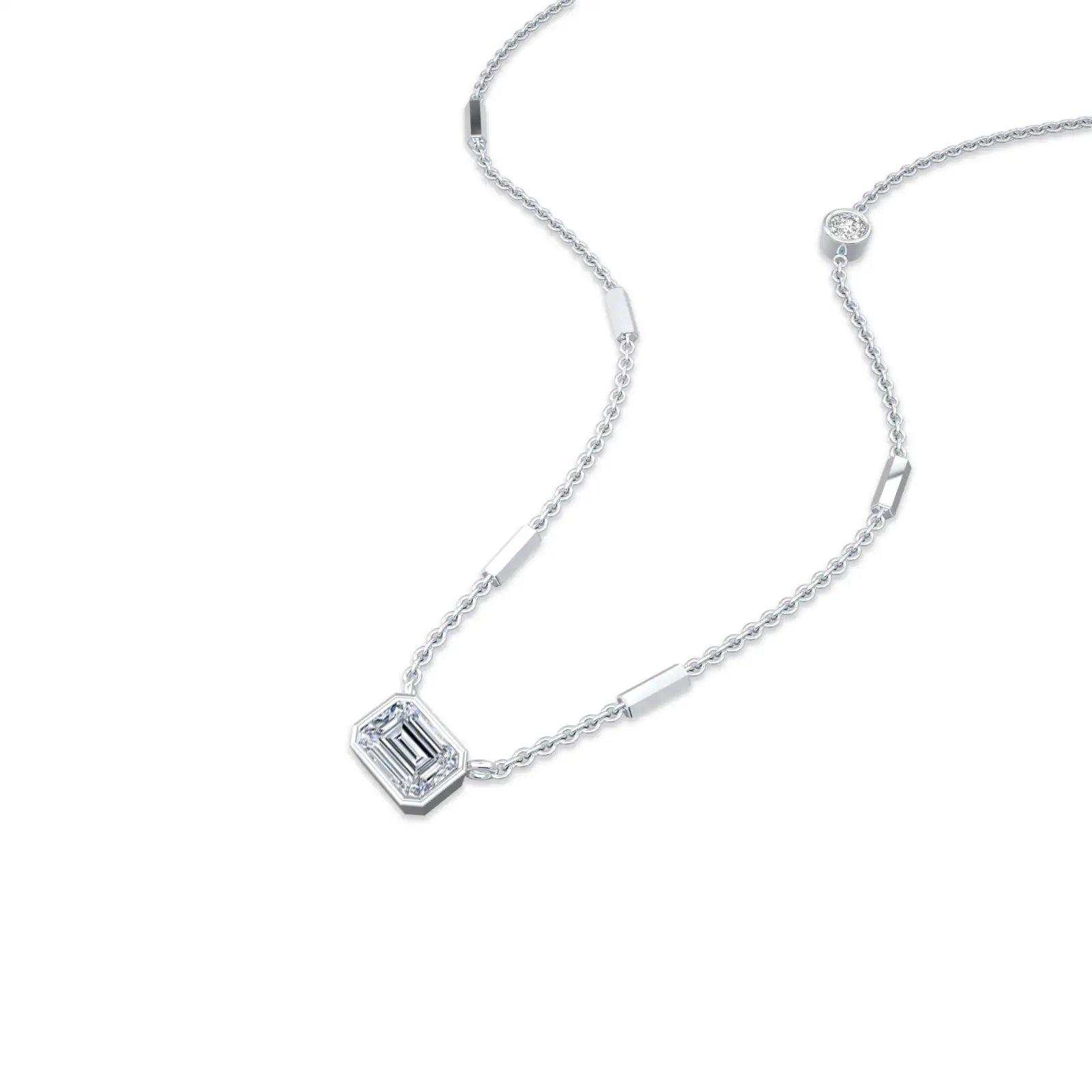 Girlish Emerald diamond station necklace 