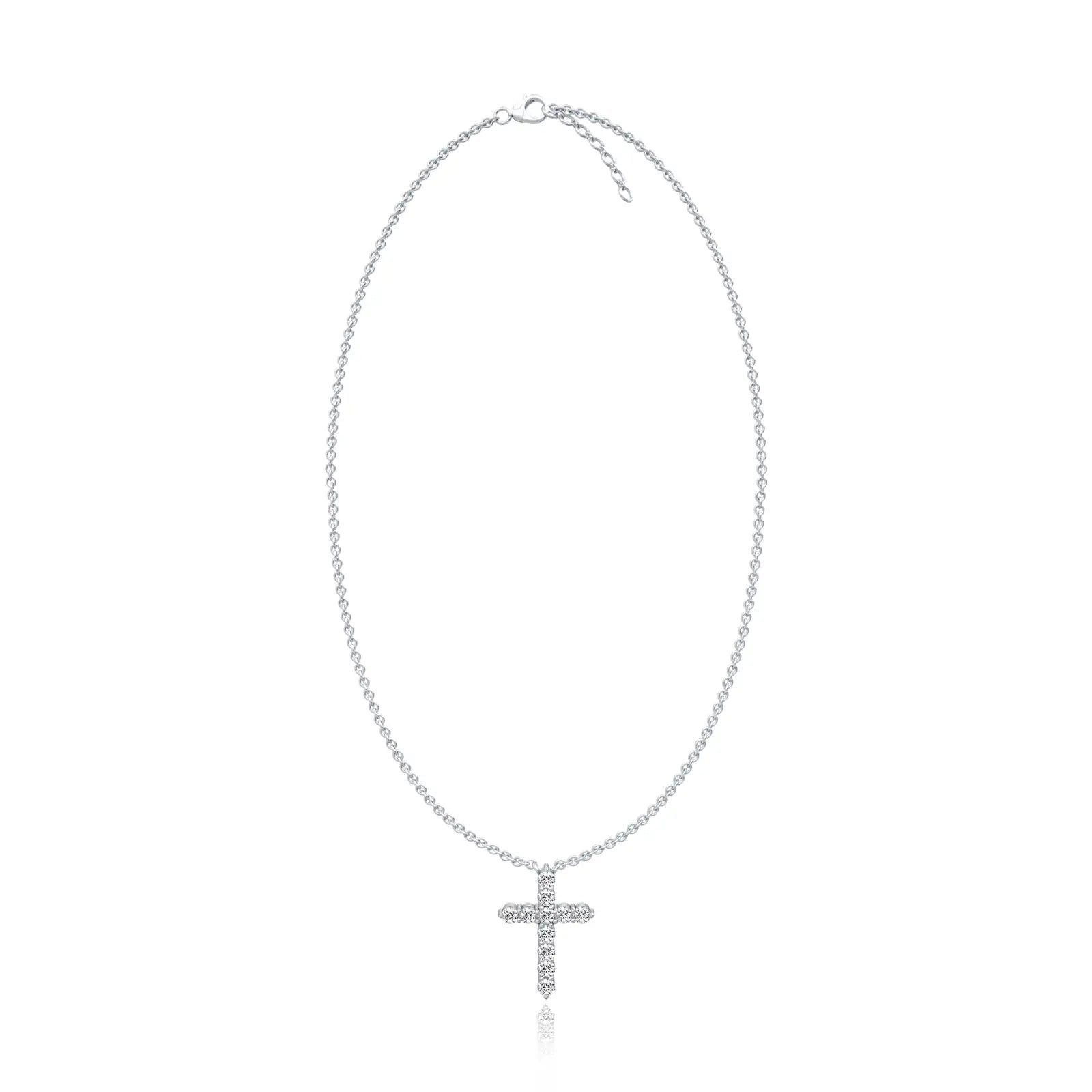 Stylish pavé diamond cross necklace