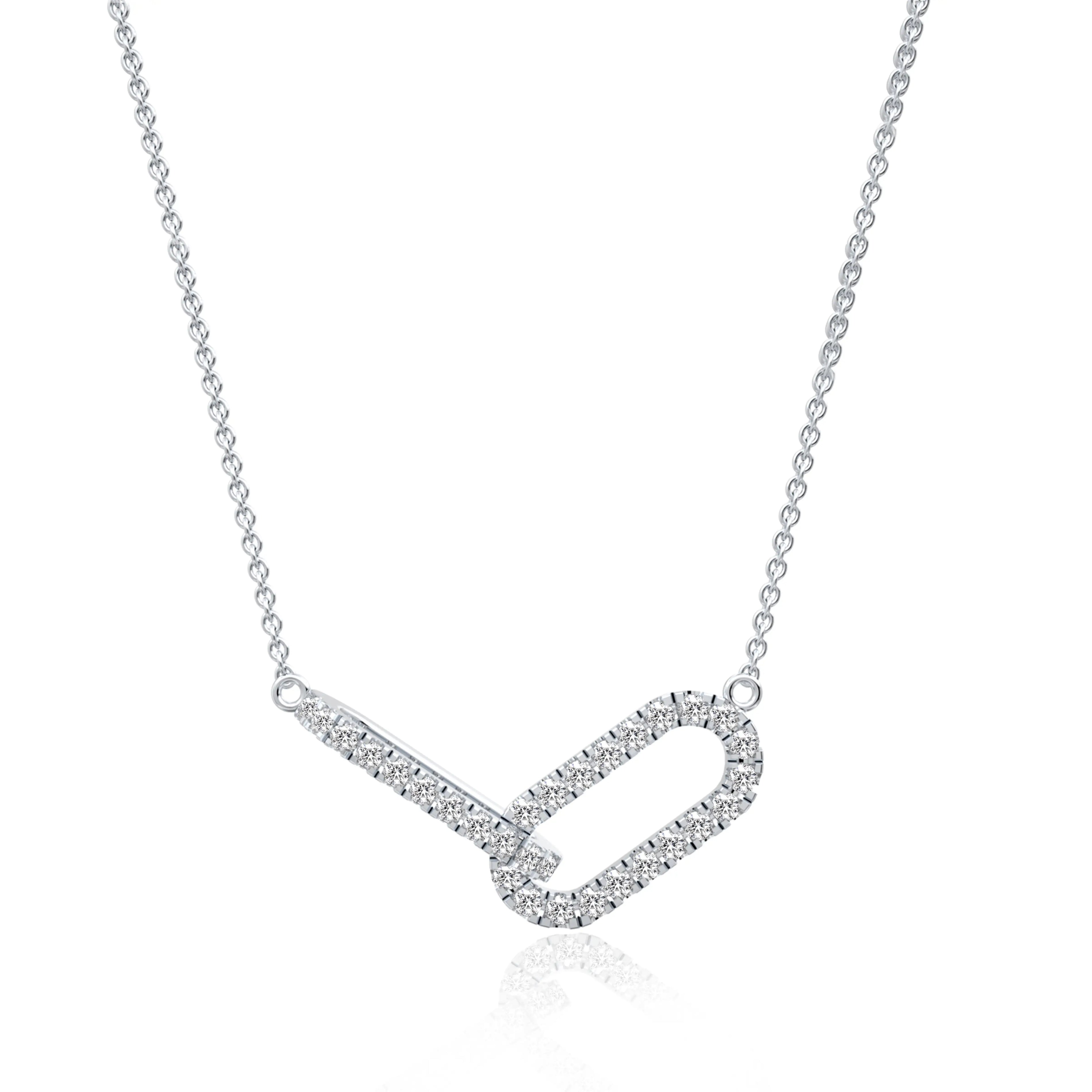 Dainty paperclip diamond necklaces for women