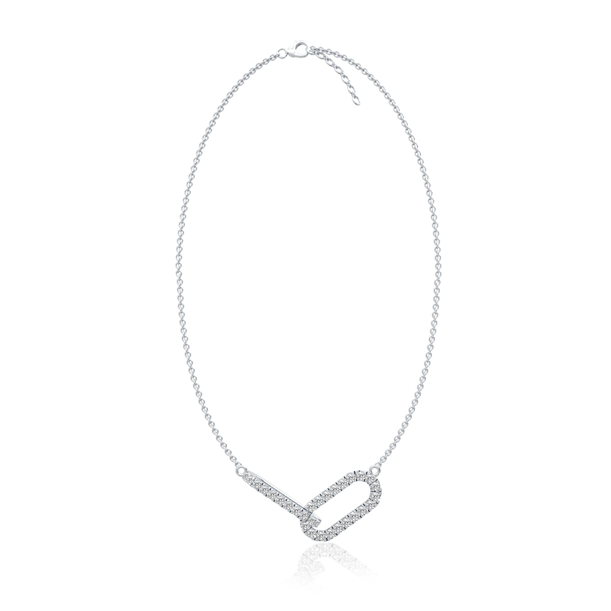 White Gold Dainty paperclip diamond necklaces 