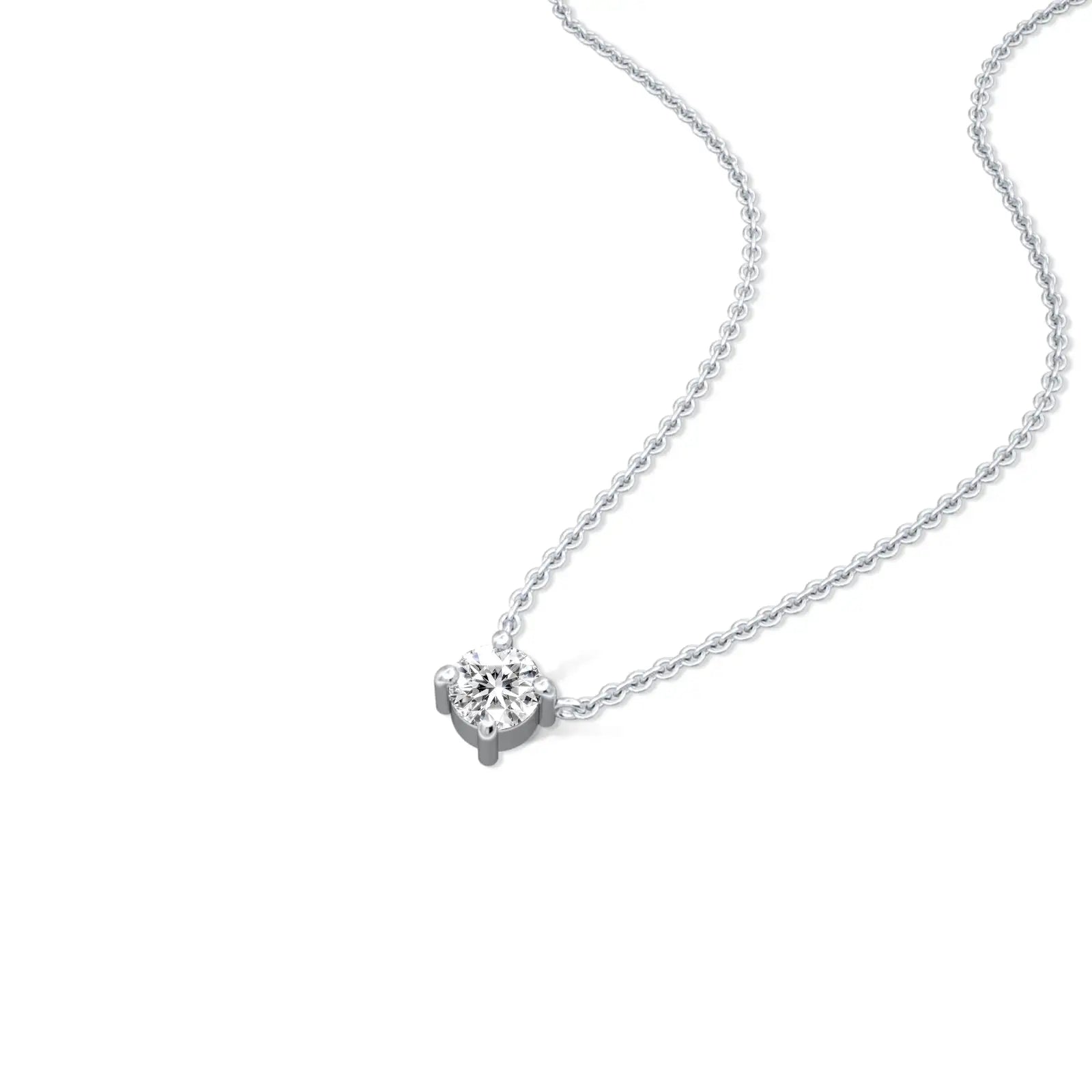 0.25 Ct four prong solitaire diamond necklace for office wear