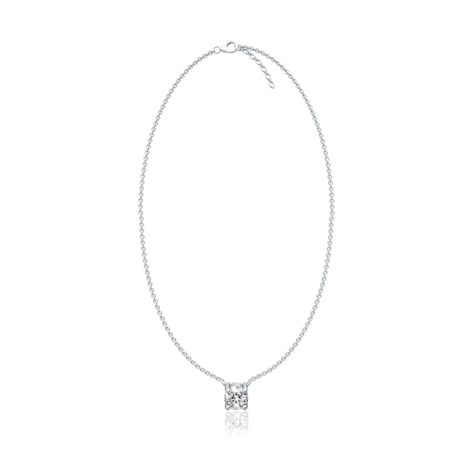White gold 0.50 Ct four prong solitaire diamond necklace