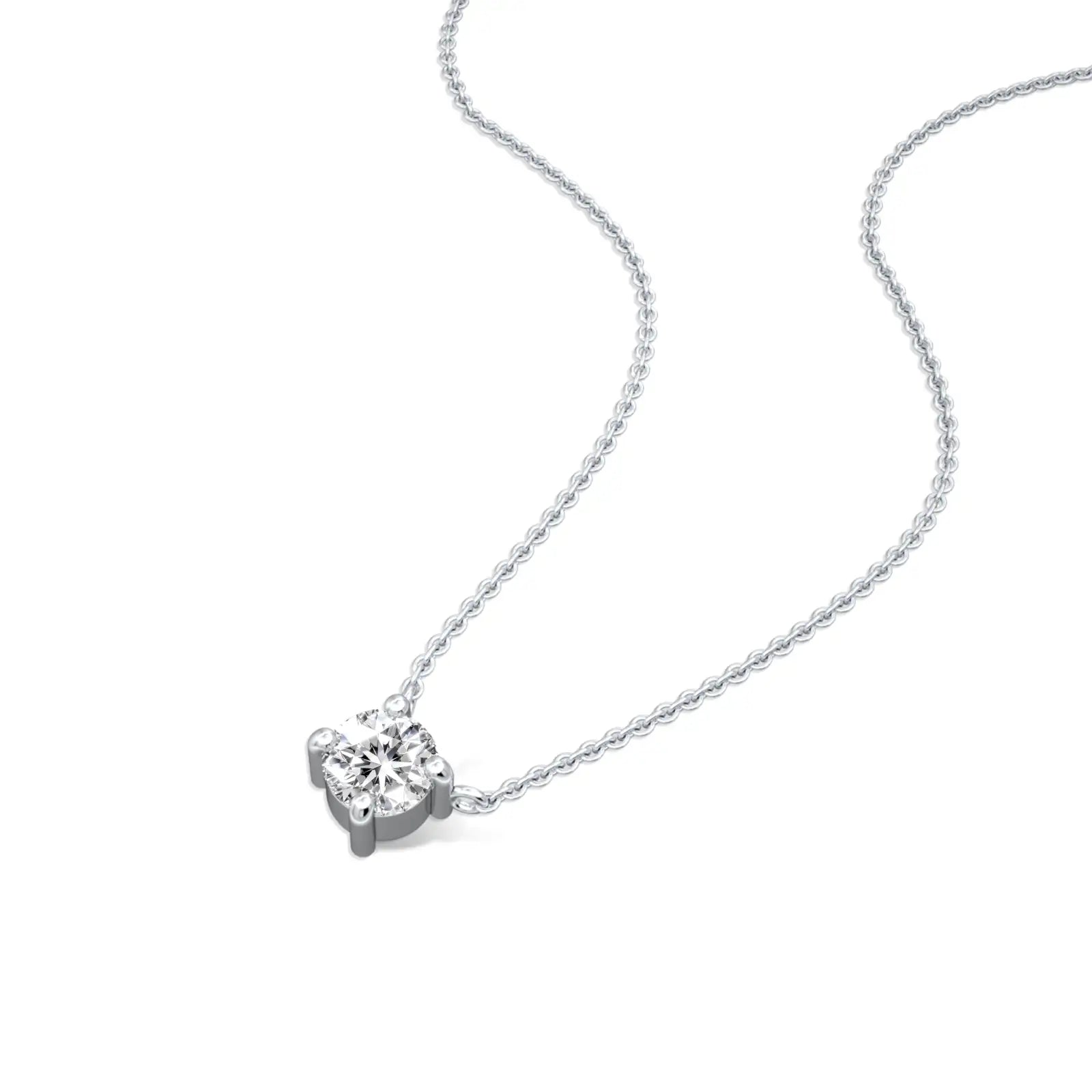 Unique 0.50 Ct four prong solitaire diamond necklace