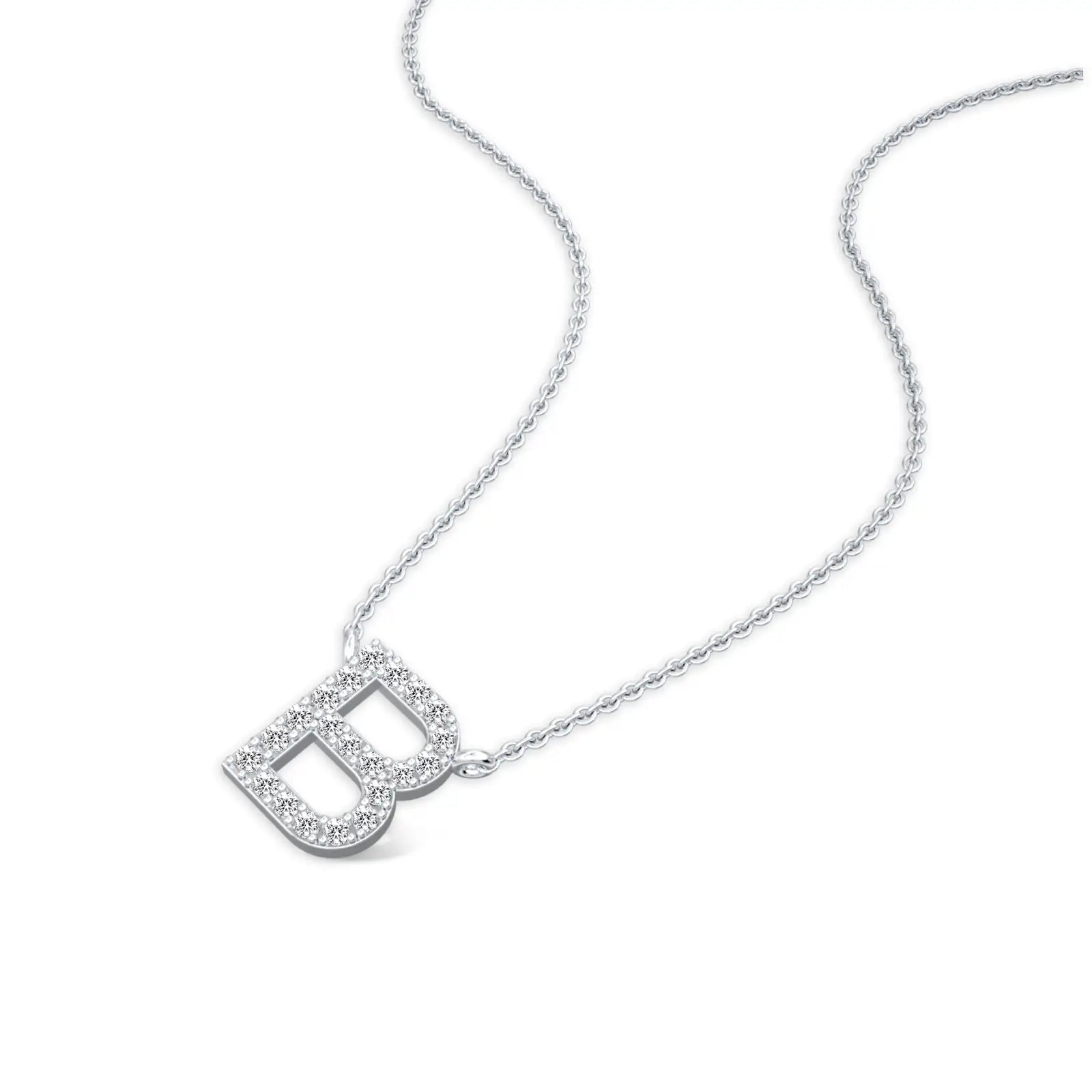 Unique alphabet b diamond necklace