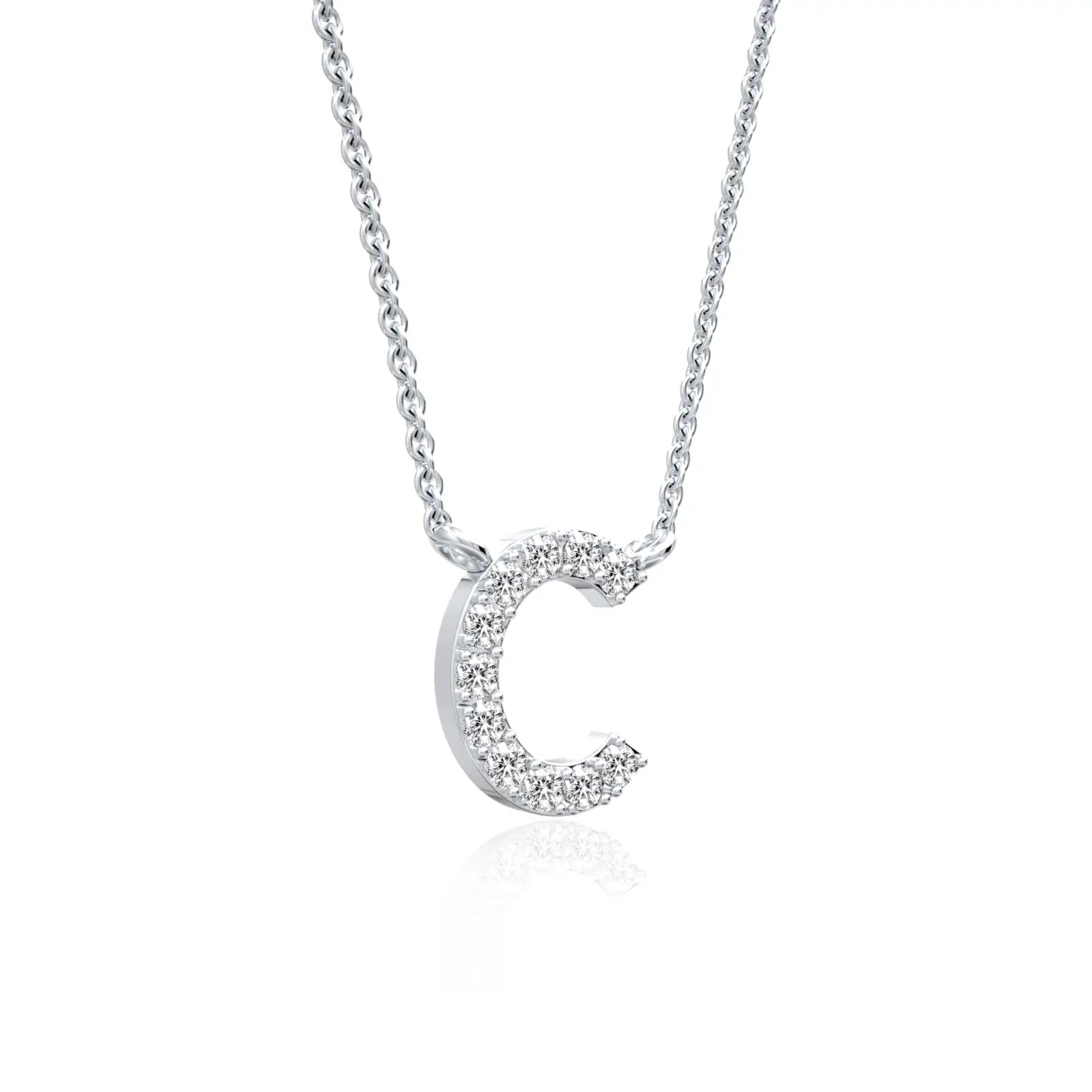 Smart initial c diamond pendant necklace