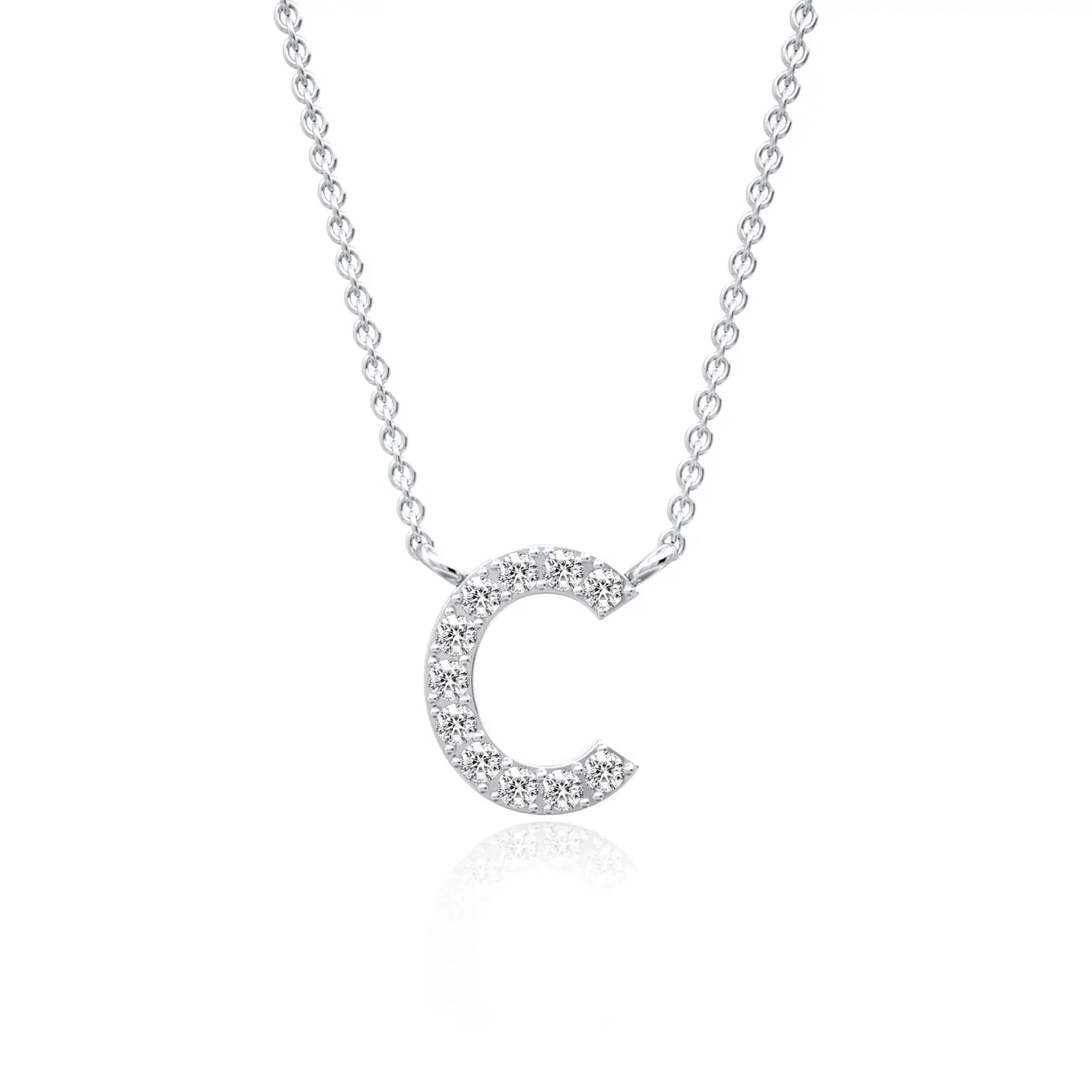 Unique Smart initial c diamond pendant necklace