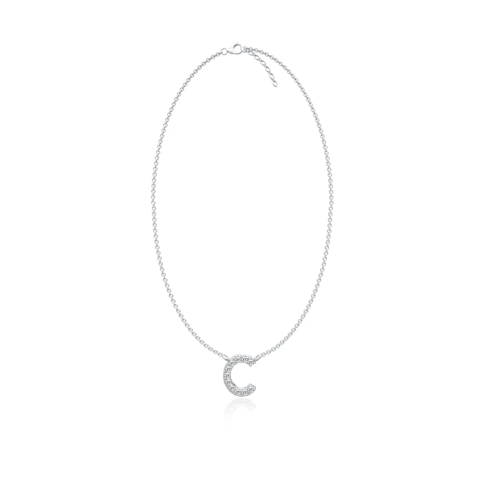 Initial c diamond pendant necklace for office wear