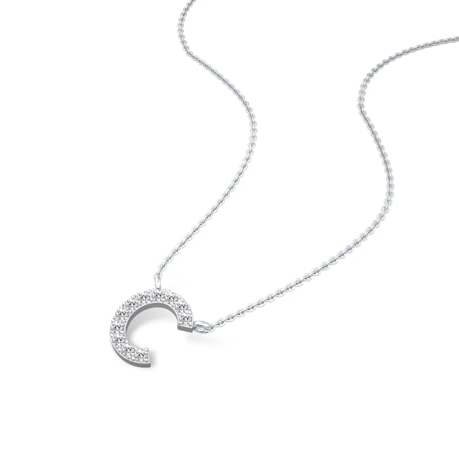Stylish initial c diamond pendant necklace