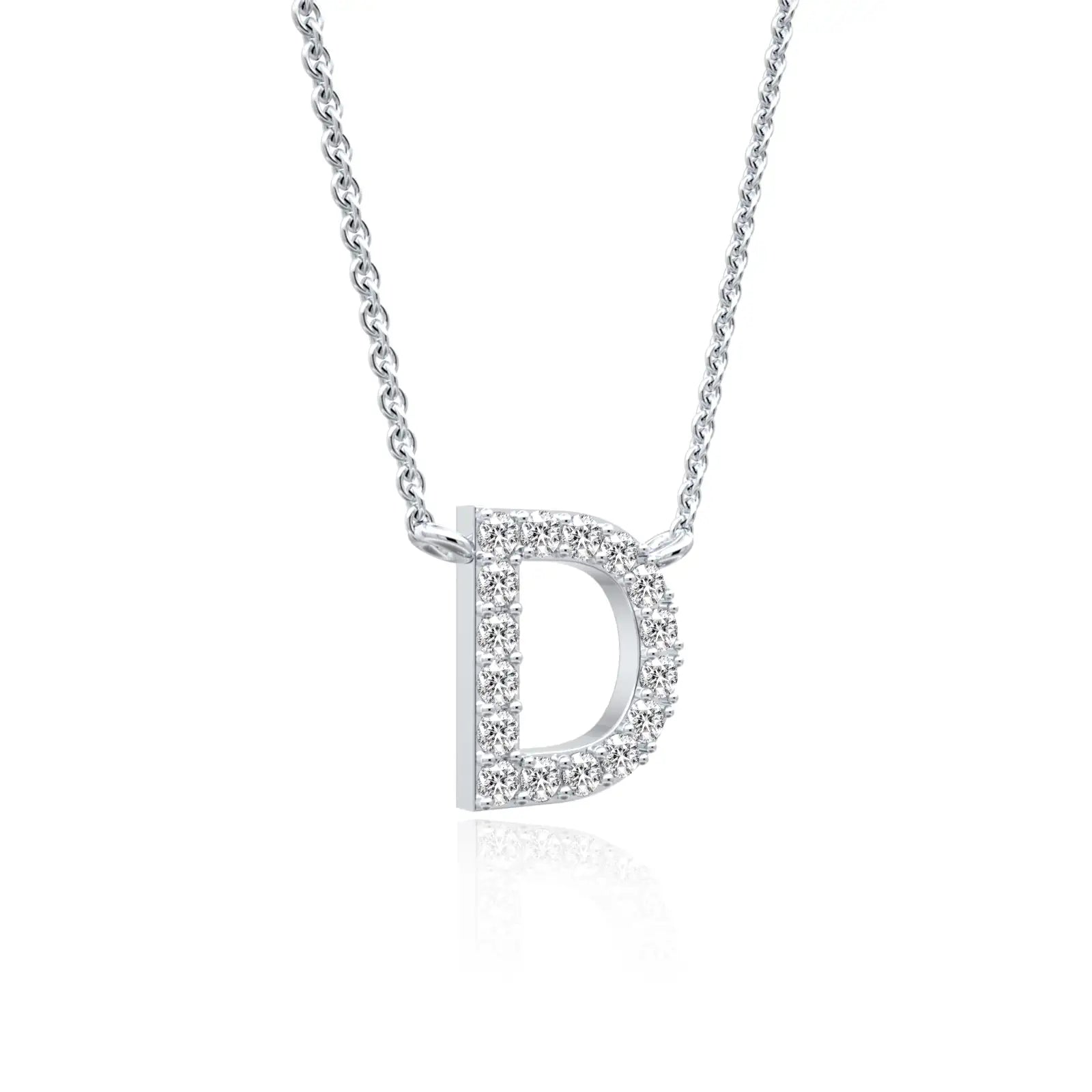Dainty d initial diamond necklace