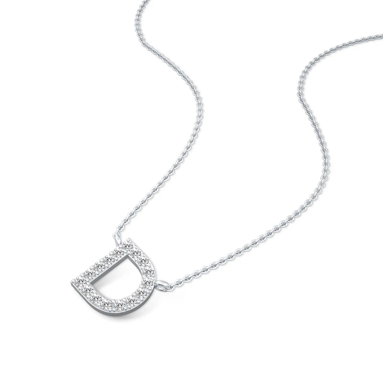 Trendy dainty d initial diamond necklace 