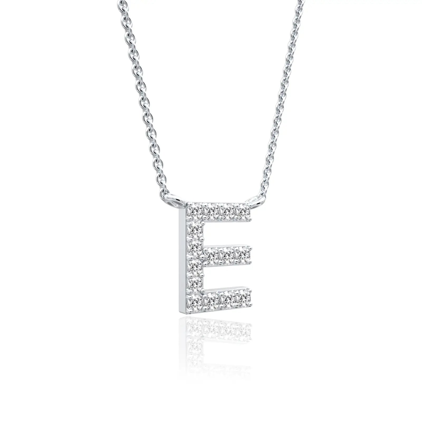 E diamond initial pendant necklace for women