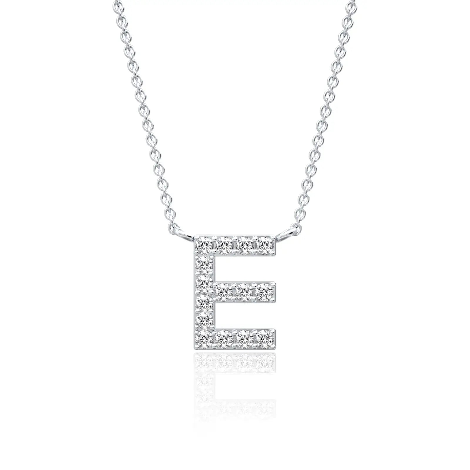 Stylish e diamond initial pendant necklace 