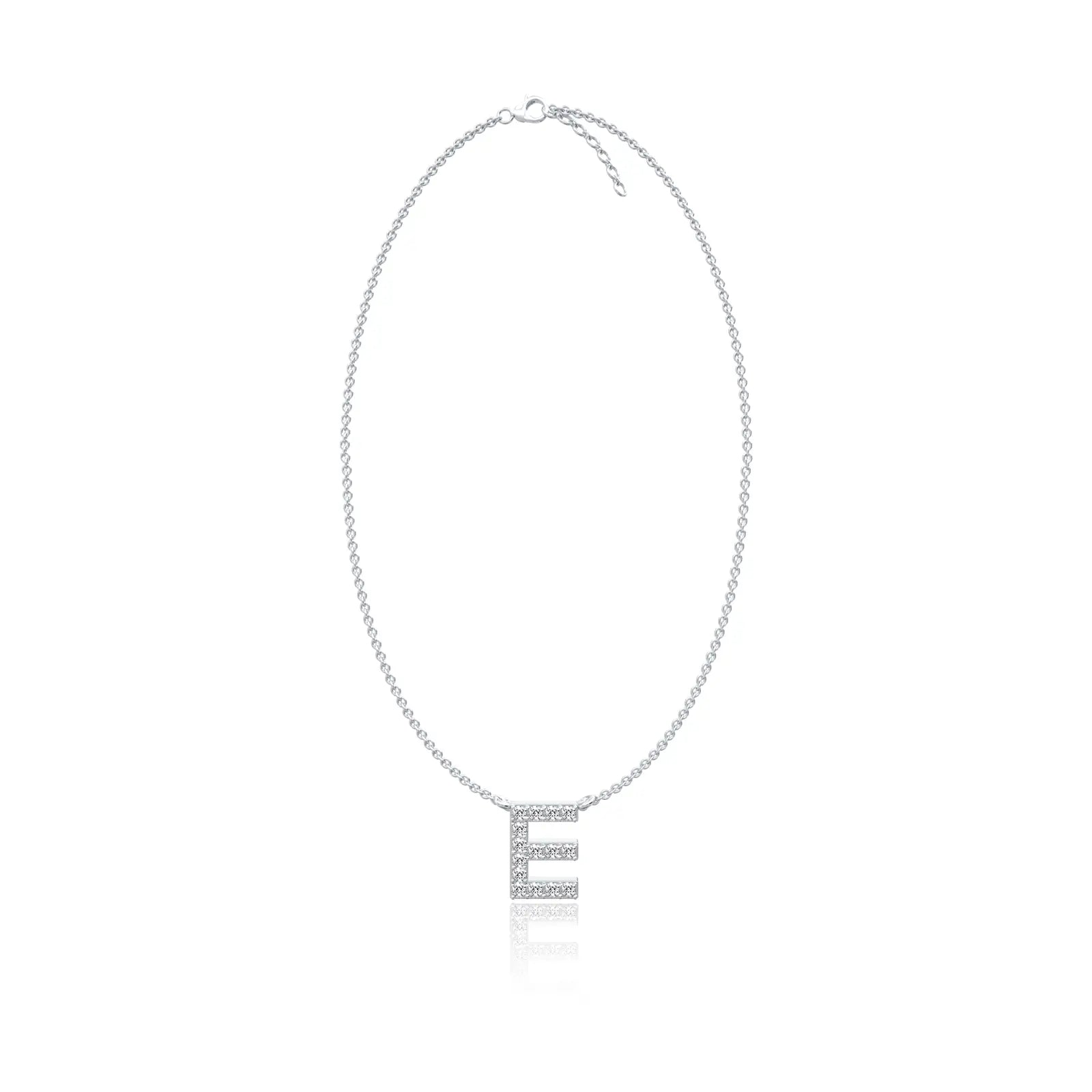White gold e diamond initial pendant necklace 