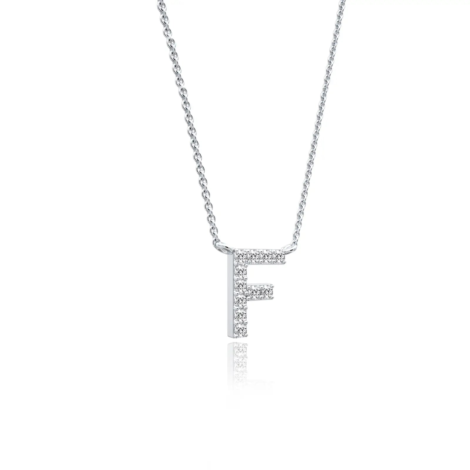 Trendy signature f diamond pendant necklace