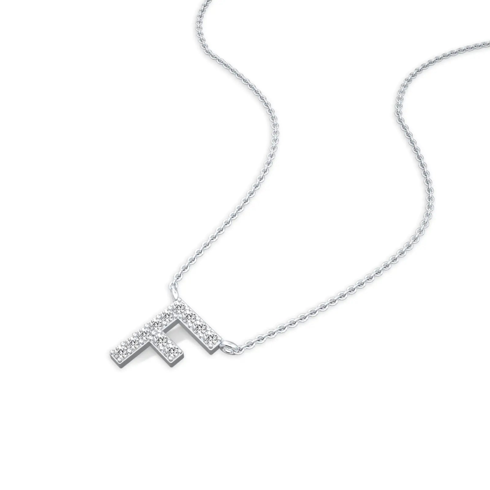 Stylish signature f diamond pendant necklace 