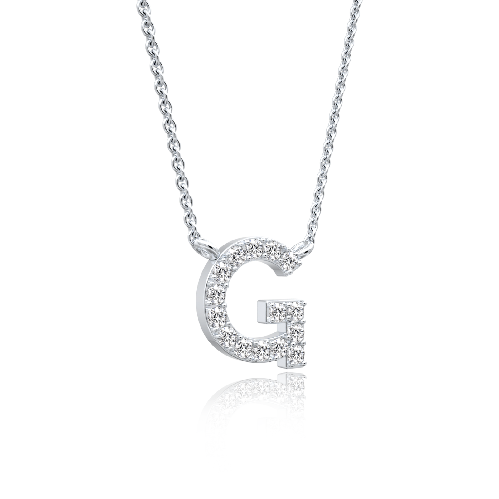G alphabet diamond pendant necklace for office wear