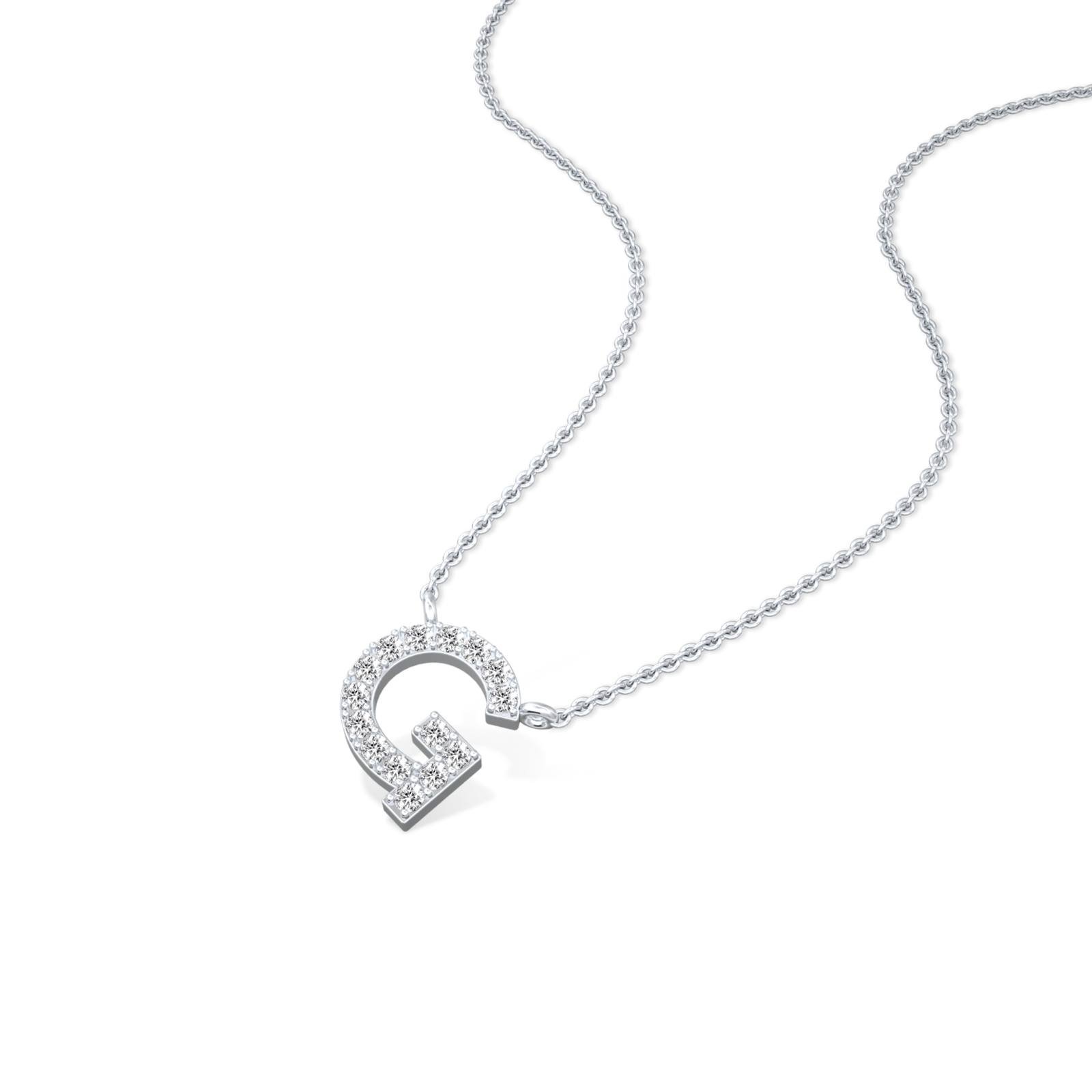 Unique g alphabet diamond pendant necklace