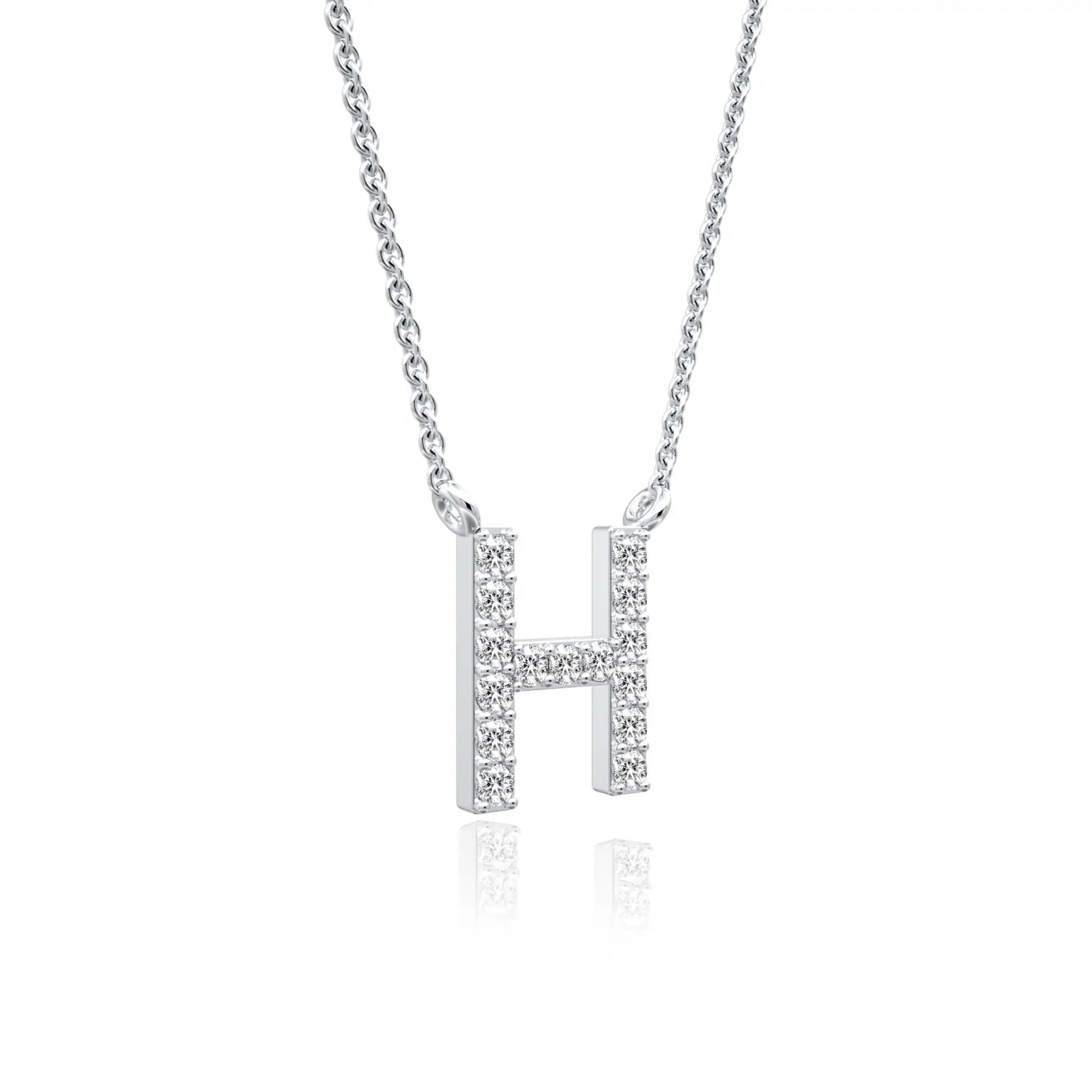 Delicate h initial diamond unisex necklace
