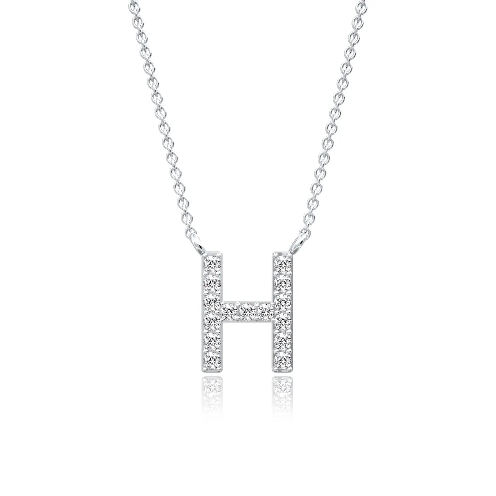 H delicate initial diamond unisex necklace for office wear