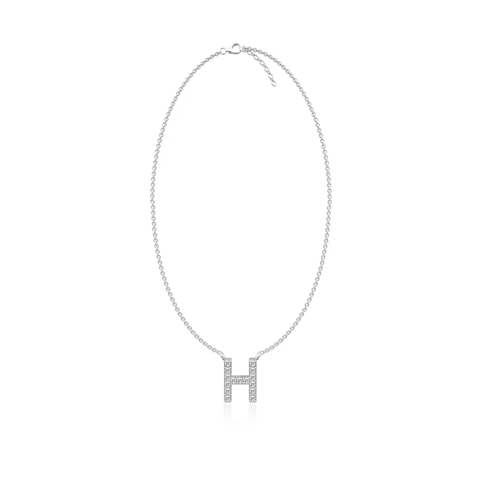 White gold delicate h initial diamond necklace