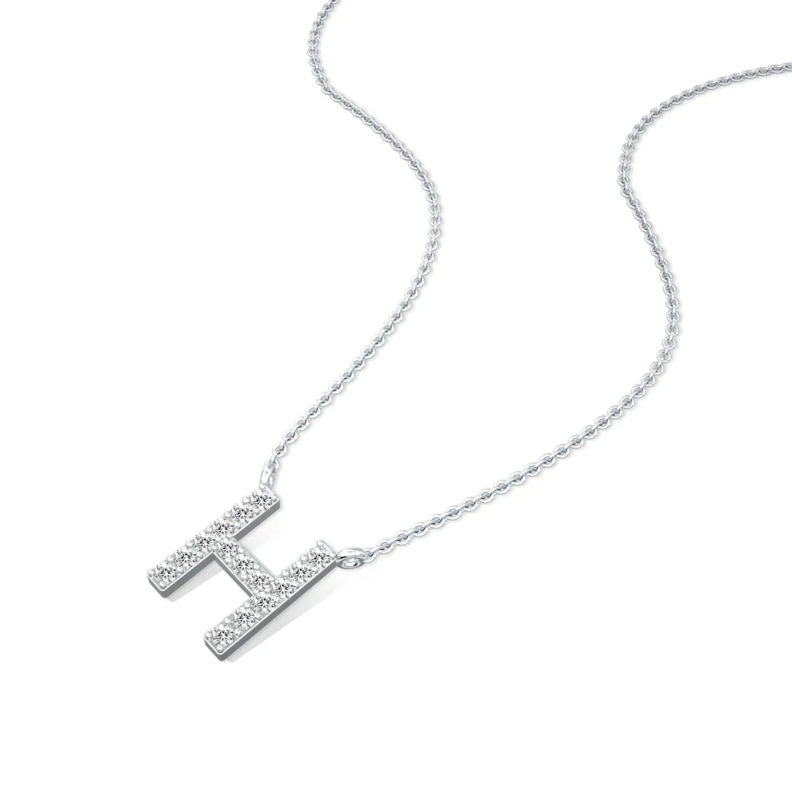 Smart delicate h initial diamond necklace
